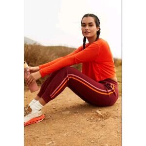 The Upside Burgundy Track Pants with Orange & Pink Stripes